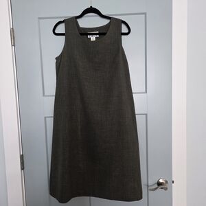 Olive Green Shift Dress Size 12P | Classic Sleeveless Petite Workwear